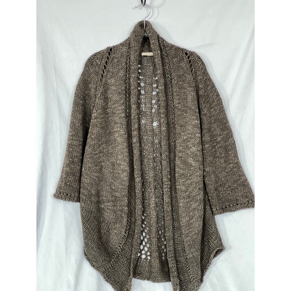 Chiaramente Open Cardigan, Wool/Alpaca Blend, made in Italy, Large, Brown